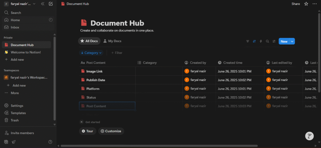 free social media automation with notion database
