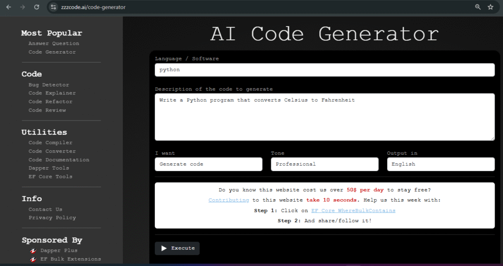 zzz ai python code generator